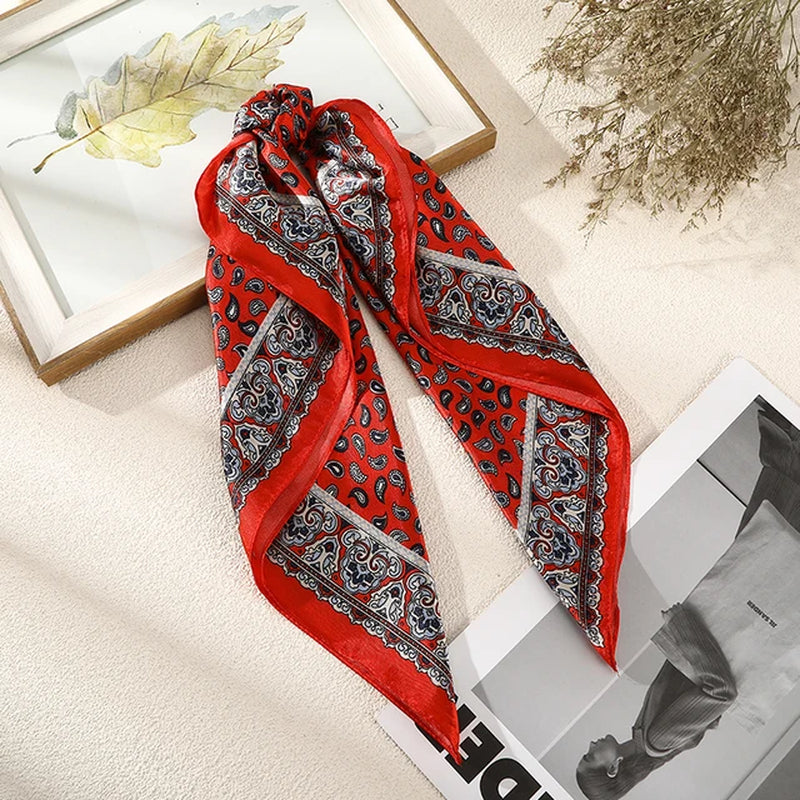 Floral Print Scrunchies Hair Scarf Bohemia Women Ribbon Hairbands Streamers Bow Hair Rope Ties Holder Ponytail Hair Accessories