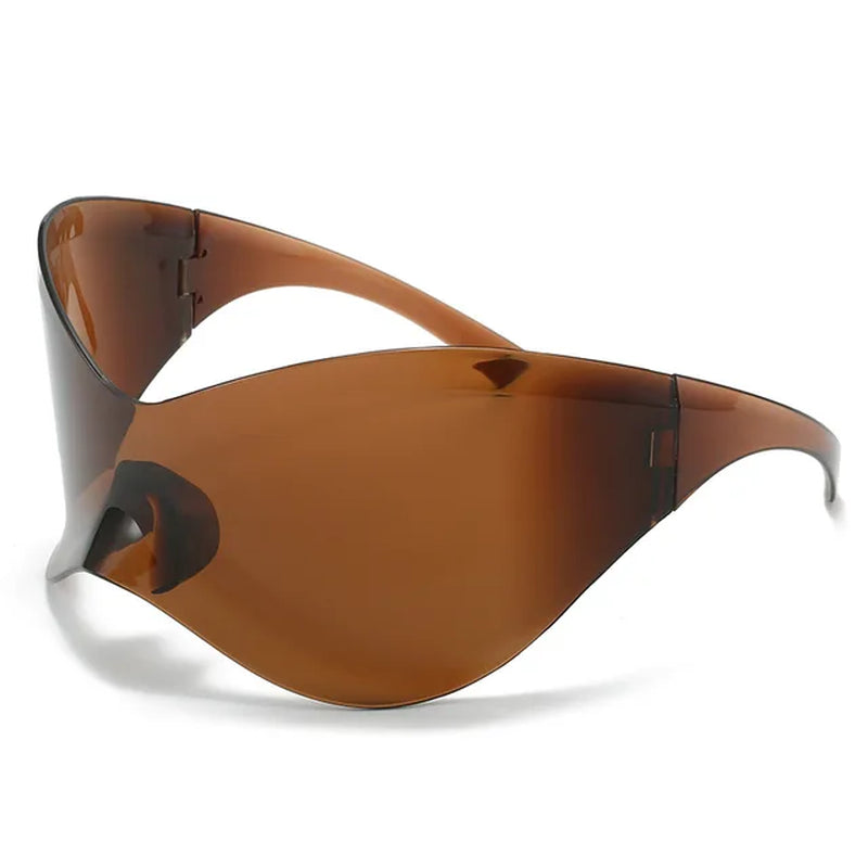 Oversized Steampunk Y2K Sunglasses Women Luxury Brand Design One Piece Wrap around Sun Glasses Men Fashion Shades Big Frame Mask