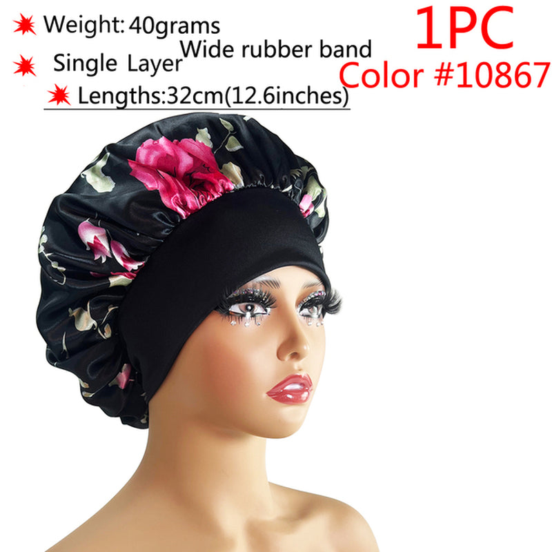 New Silk Sleeping Cap Night Hat Head Cover Bonnet Satin Cheveux Nuit for Curly Hair Care Women Beauty Maintenance Designer