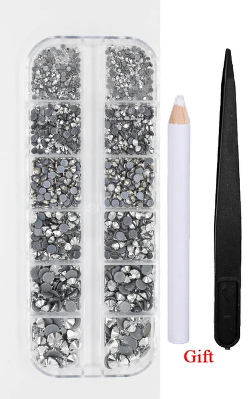 12Grib Box 4 Opal Mix Sizes Hot Fix Rhinestones Set Flatback Stone Crystal Glass Strass Glue on Rhinestones for Wearing Garment