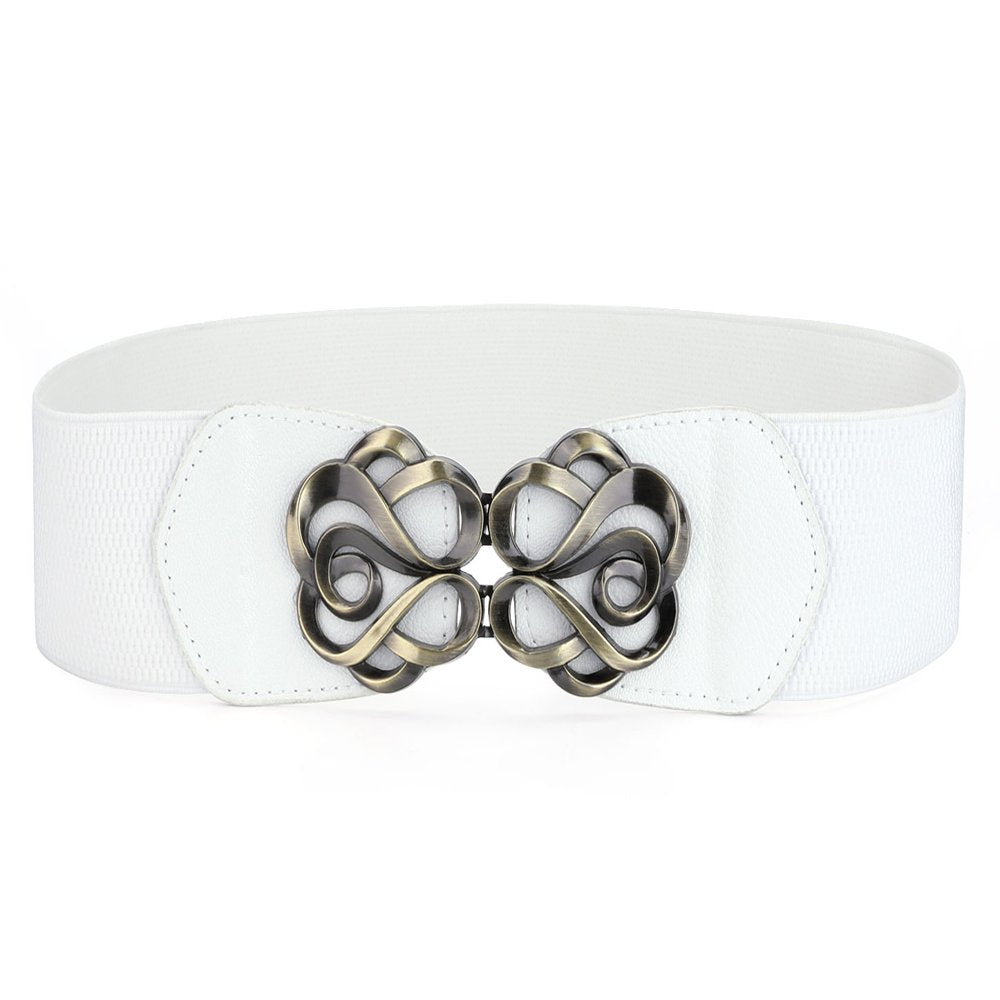 Women'S Metal Interlocking Buckle Stretch Band Cinch Belt