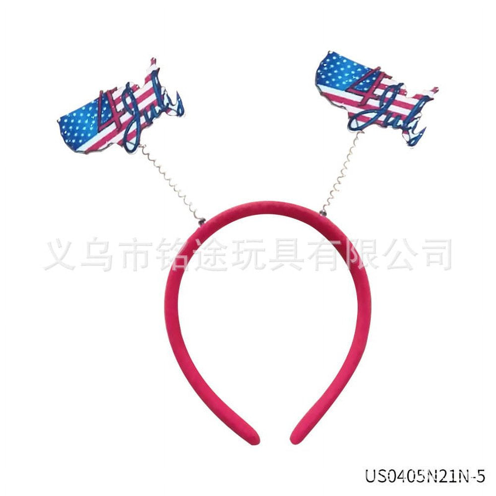 30 Pcs 4Th of July Accessories with 10 Headbands, 20 Small American Flags on Stick Plastic, Memorial Day, Veterans Day and 4Th of July Party Favors