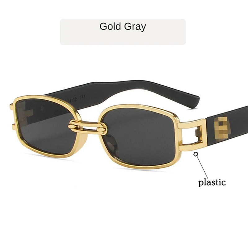 Unisex Rectangular Hip Hop Sunglasses Vintage Metal Square Luxury Sun Glasses Men Women Rectangle Uv400 Brand Designer Eyewear