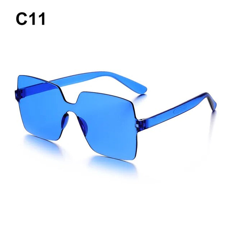 UV400 Protection Square Rimless Sunglasses for Women Tinted Frameless Eyewear Summer Vintage Transparent Gradient Sun Glasses