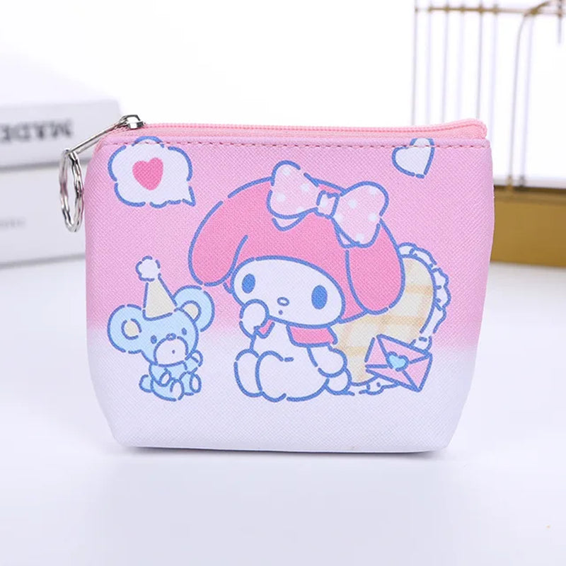 Purse Coin Purses Cartoon Printed PU Melody Cute Wallet Bag Keychains Storage Bag Sanrio Kuromi Kawaii Mini Pouch