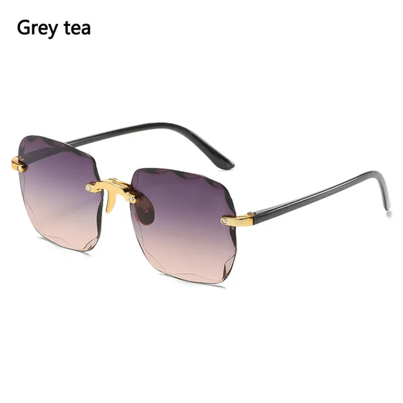 UV400 Protection Square Rimless Sunglasses for Women Tinted Frameless Eyewear Summer Vintage Transparent Gradient Sun Glasses