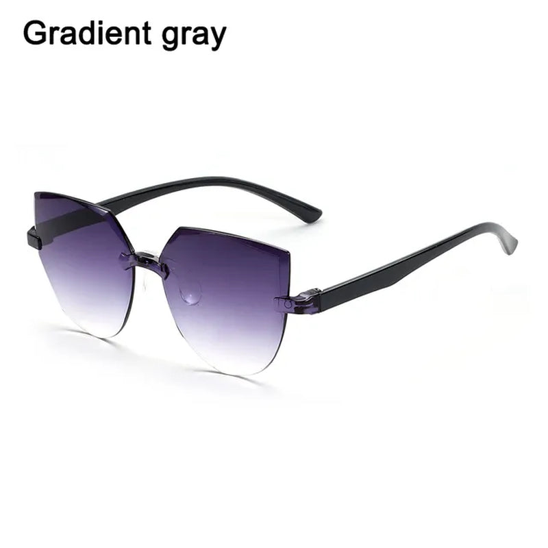 UV400 Protection Square Rimless Sunglasses for Women Tinted Frameless Eyewear Summer Vintage Transparent Gradient Sun Glasses