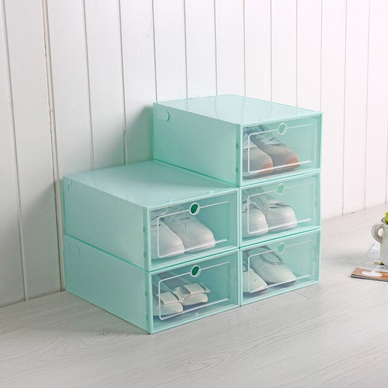 3Pcs Clear Plastic Shoes Box Thickened Transparent Home Storage Drawers Stackable Shoe Boxes Organization Shoebox Case Shoe Rack