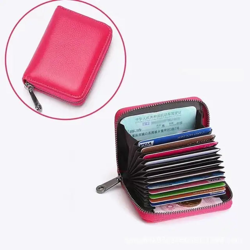 Frosted Leather Multi-Card Slot Cards Holders Wallets High-End Women Men Business Credit ID Card Organizer Zipper Coin Pouch