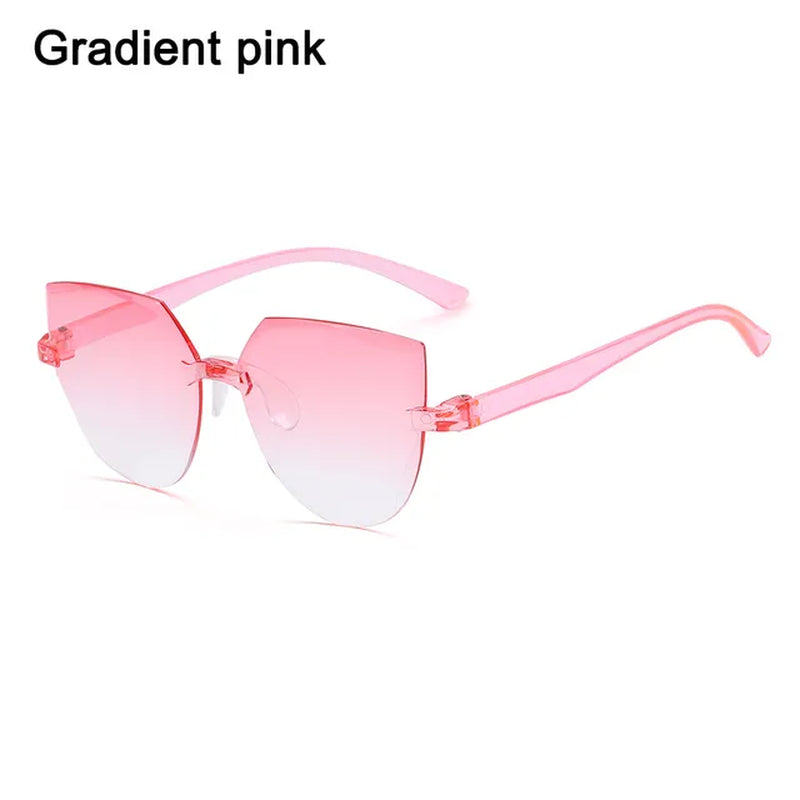 UV400 Protection Square Rimless Sunglasses for Women Tinted Frameless Eyewear Summer Vintage Transparent Gradient Sun Glasses