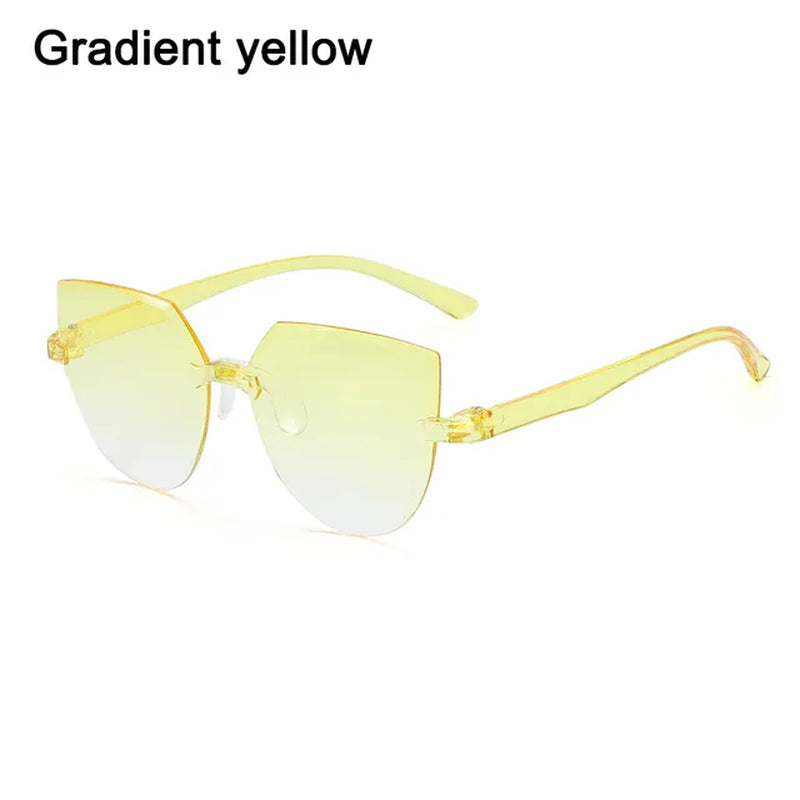 UV400 Protection Square Rimless Sunglasses for Women Tinted Frameless Eyewear Summer Vintage Transparent Gradient Sun Glasses