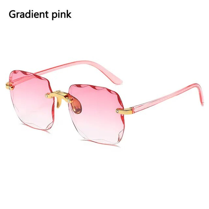 UV400 Protection Square Rimless Sunglasses for Women Tinted Frameless Eyewear Summer Vintage Transparent Gradient Sun Glasses