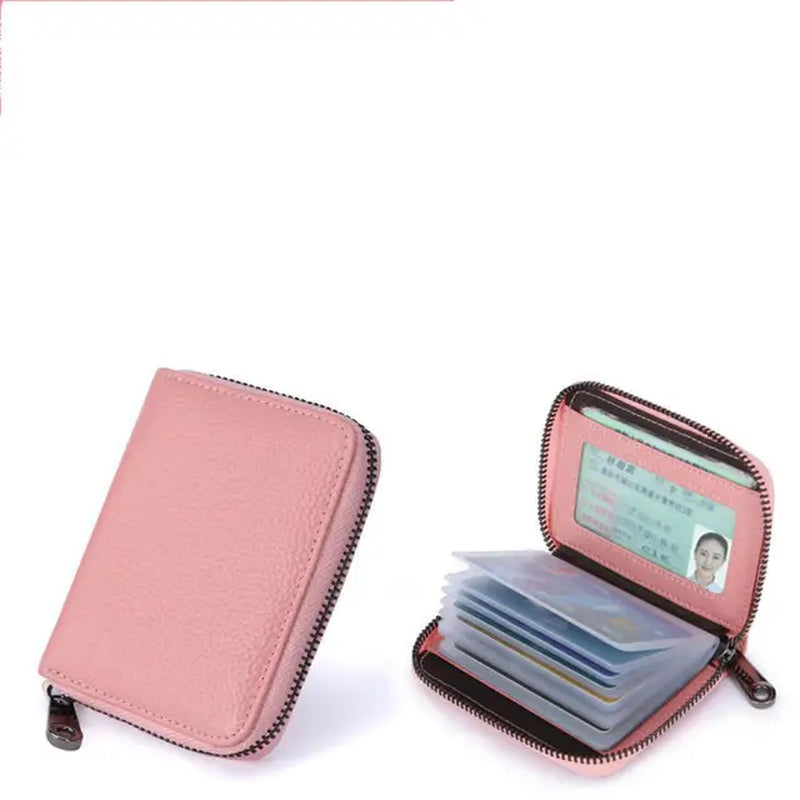 Frosted Leather Multi-Card Slot Cards Holders Wallets High-End Women Men Business Credit ID Card Organizer Zipper Coin Pouch