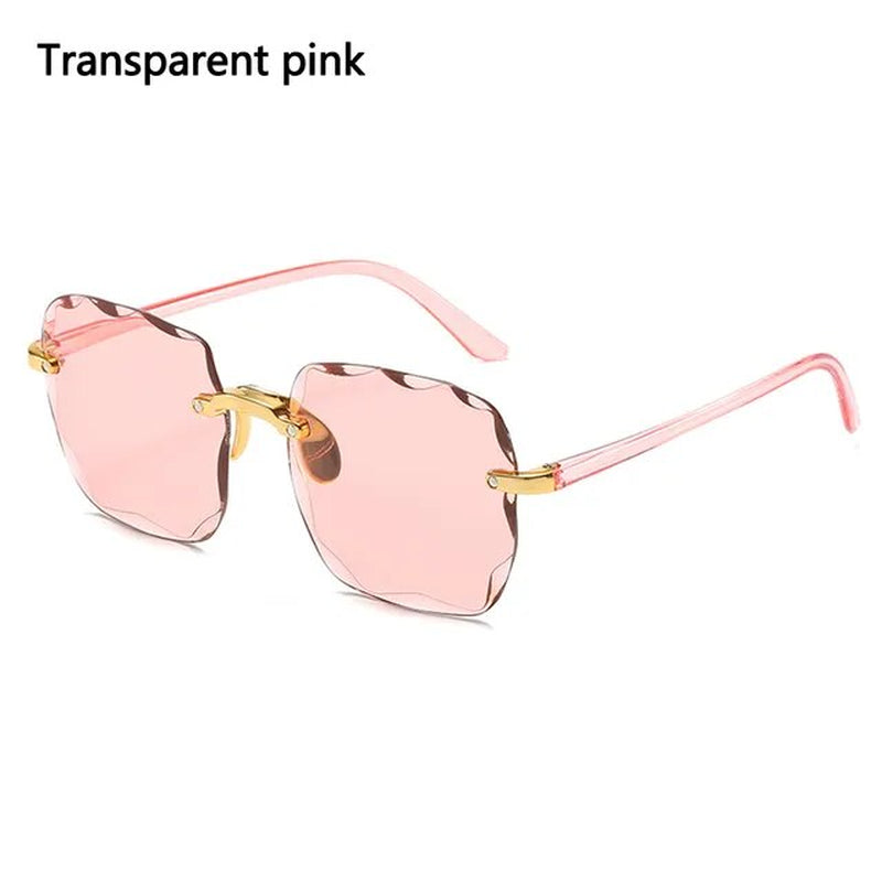 UV400 Protection Square Rimless Sunglasses for Women Tinted Frameless Eyewear Summer Vintage Transparent Gradient Sun Glasses