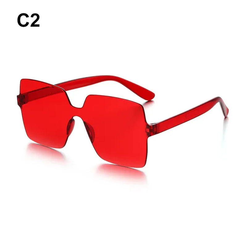 UV400 Protection Square Rimless Sunglasses for Women Tinted Frameless Eyewear Summer Vintage Transparent Gradient Sun Glasses