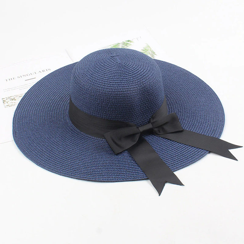 Women Straw Hats Sun Hats Female Wide Brim Beach Hat Bow Summer Hat anti Uv Straw Sun Hats