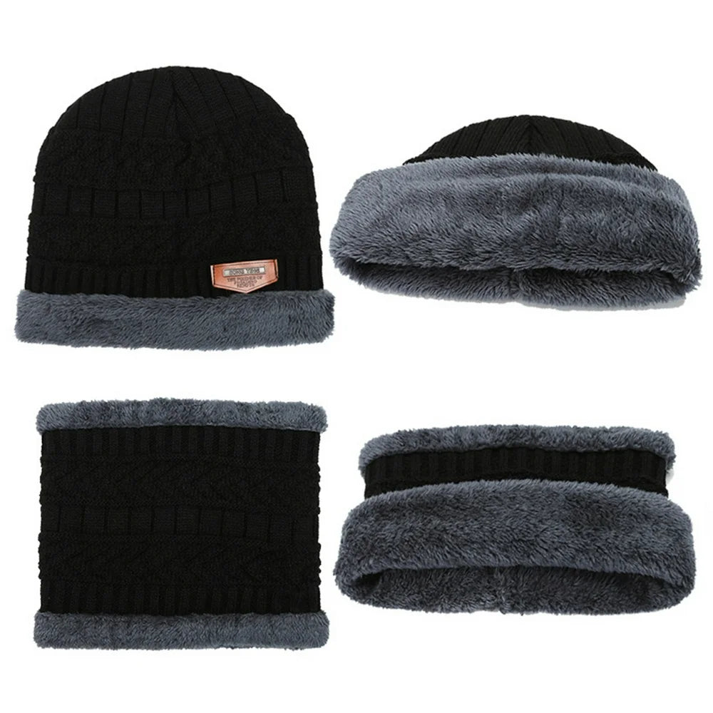 Clearance! Mens Womens Winter Beanie Hat Scarf Set,Winter Cap Neck Warmer for Men Women Adults Gifts,Warm Knit Hat Thick Fleece Lined