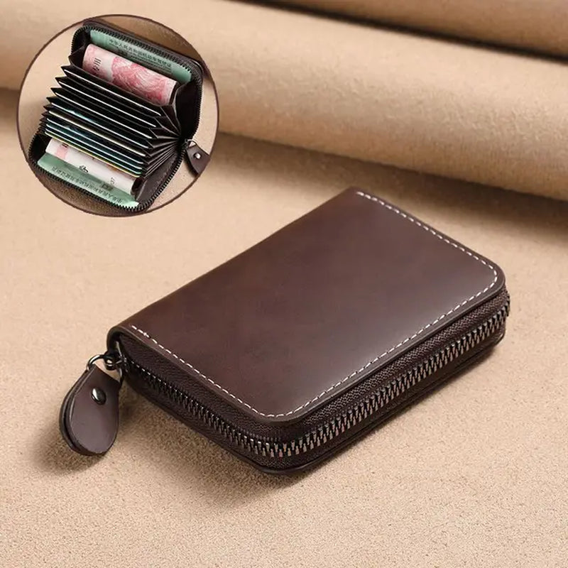 Frosted Leather Multi-Card Slot Cards Holders Wallets High-End Women Men Business Credit ID Card Organizer Zipper Coin Pouch