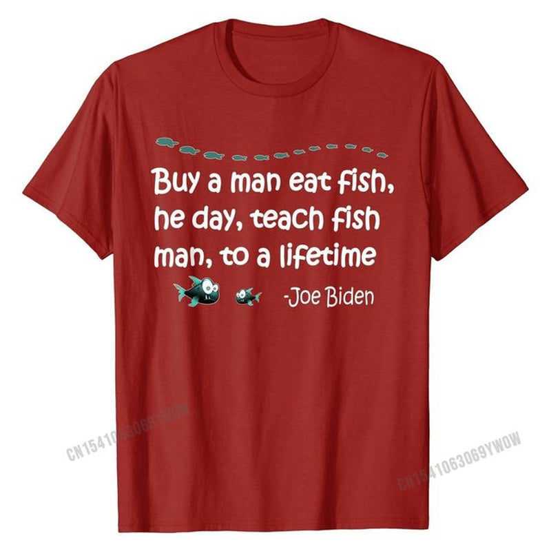 Funny anti Joe Biden Political Funny Sarcastic Fishing Idiot T-Shirt Fitted Adult Tshirts Europe Tops & Tees Cotton Fashionable