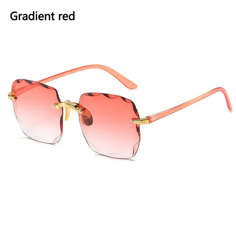 UV400 Protection Square Rimless Sunglasses for Women Tinted Frameless Eyewear Summer Vintage Transparent Gradient Sun Glasses