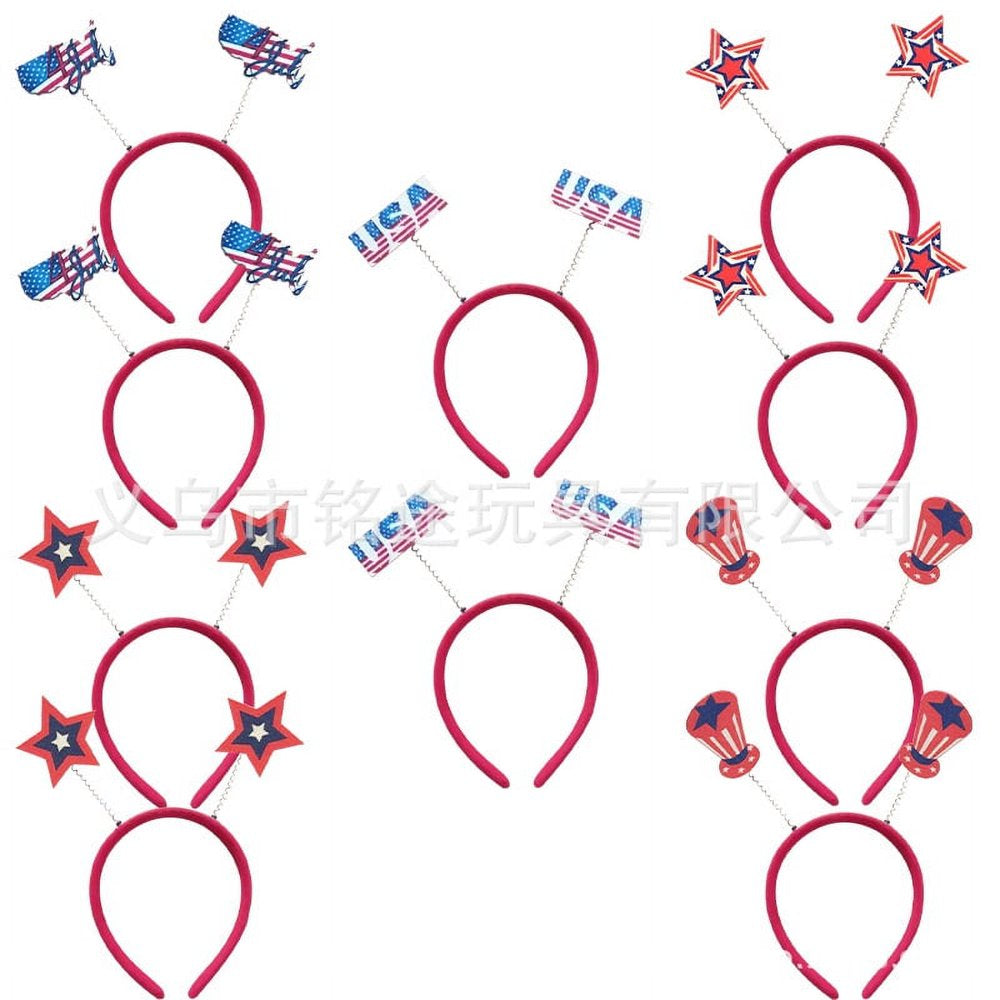 30 Pcs 4Th of July Accessories with 10 Headbands, 20 Small American Flags on Stick Plastic, Memorial Day, Veterans Day and 4Th of July Party Favors