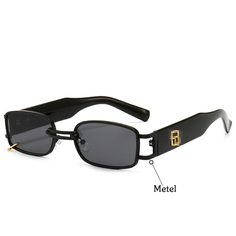 Unisex Rectangular Hip Hop Sunglasses Vintage Metal Square Luxury Sun Glasses Men Women Rectangle Uv400 Brand Designer Eyewear