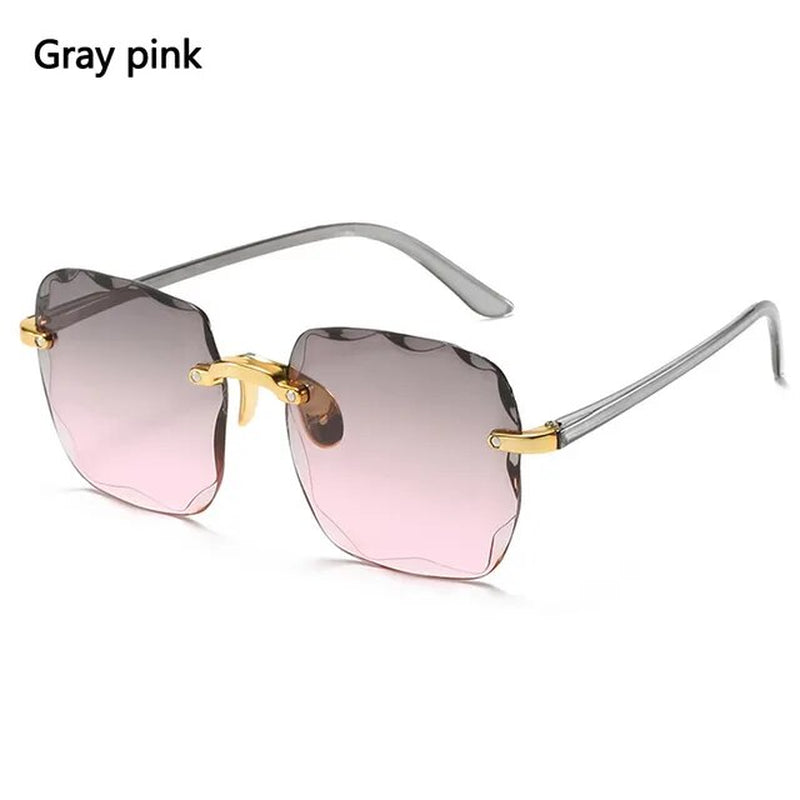 UV400 Protection Square Rimless Sunglasses for Women Tinted Frameless Eyewear Summer Vintage Transparent Gradient Sun Glasses