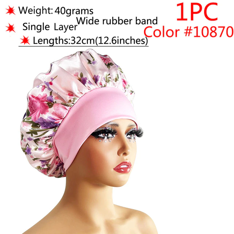 New Silk Sleeping Cap Night Hat Head Cover Bonnet Satin Cheveux Nuit for Curly Hair Care Women Beauty Maintenance Designer