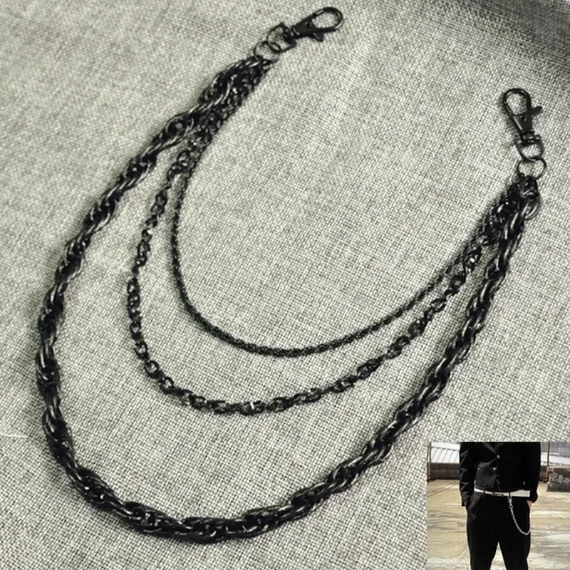 Fashion Cool Ultra-Thin Heavy Waist Chain Men\\\'S Skull Keychain Wallet Chain Gothic Biker Fashion Accessories