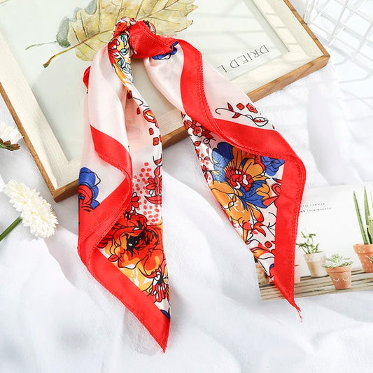 Floral Print Scrunchies Hair Scarf Bohemia Women Ribbon Hairbands Streamers Bow Hair Rope Ties Holder Ponytail Hair Accessories