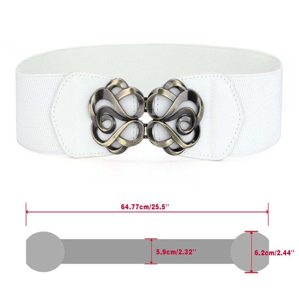 Women'S Metal Interlocking Buckle Stretch Band Cinch Belt