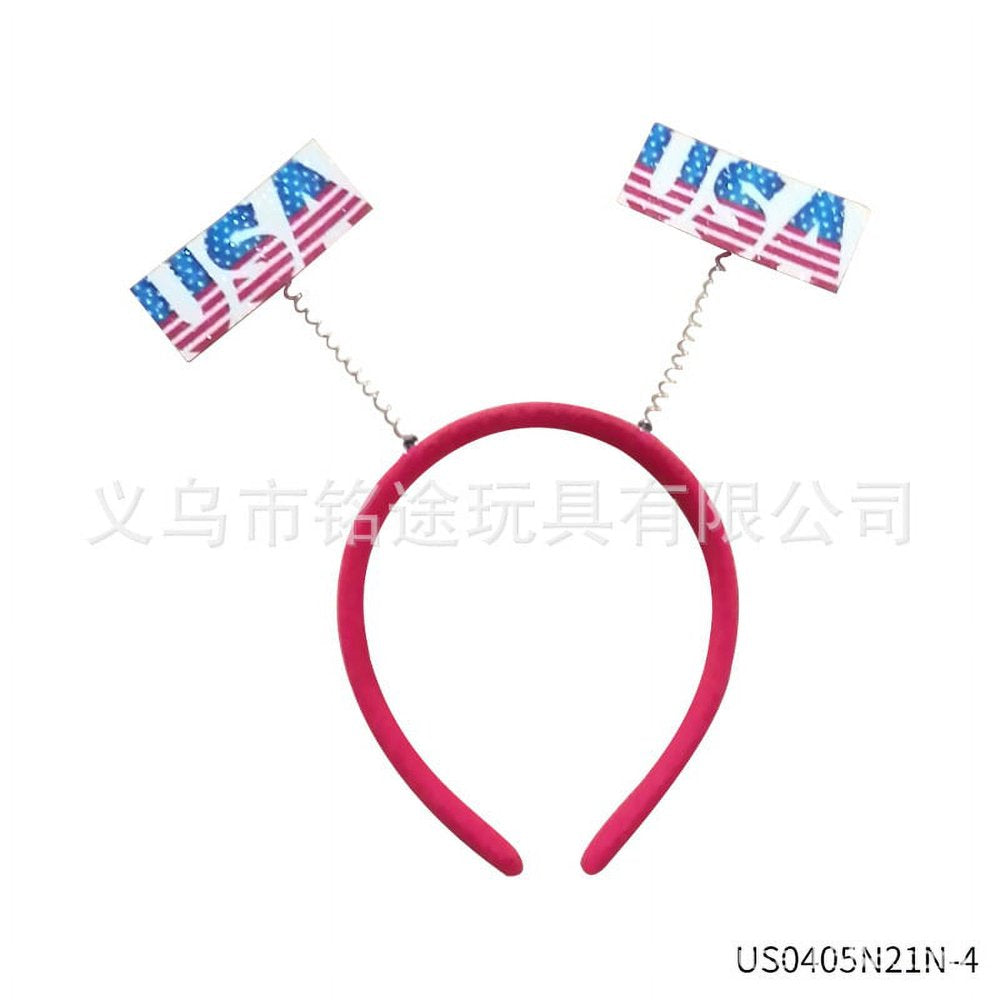 30 Pcs 4Th of July Accessories with 10 Headbands, 20 Small American Flags on Stick Plastic, Memorial Day, Veterans Day and 4Th of July Party Favors