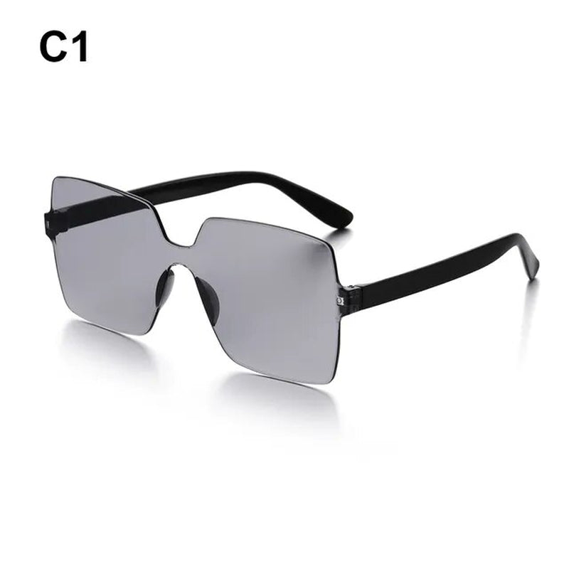 UV400 Protection Square Rimless Sunglasses for Women Tinted Frameless Eyewear Summer Vintage Transparent Gradient Sun Glasses