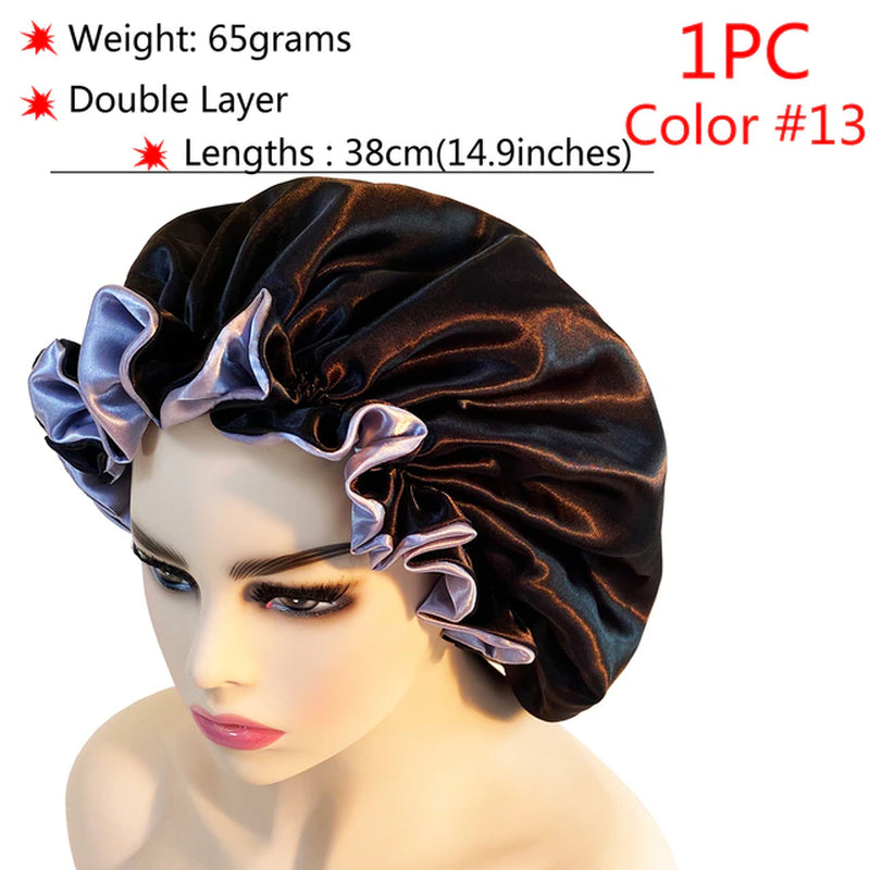 New Silk Sleeping Cap Night Hat Head Cover Bonnet Satin Cheveux Nuit for Curly Hair Care Women Beauty Maintenance Designer