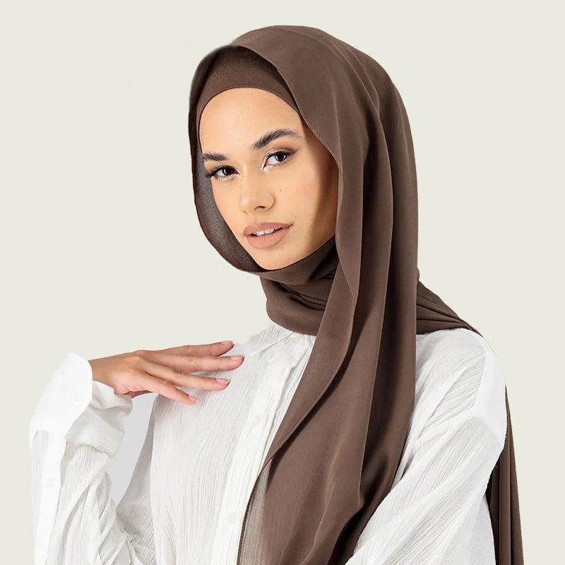 Two Piece Set Chiffon Hijab Matching Undercap Chiffon Scarf with Matching Underscarf Shawls Scarves for Women